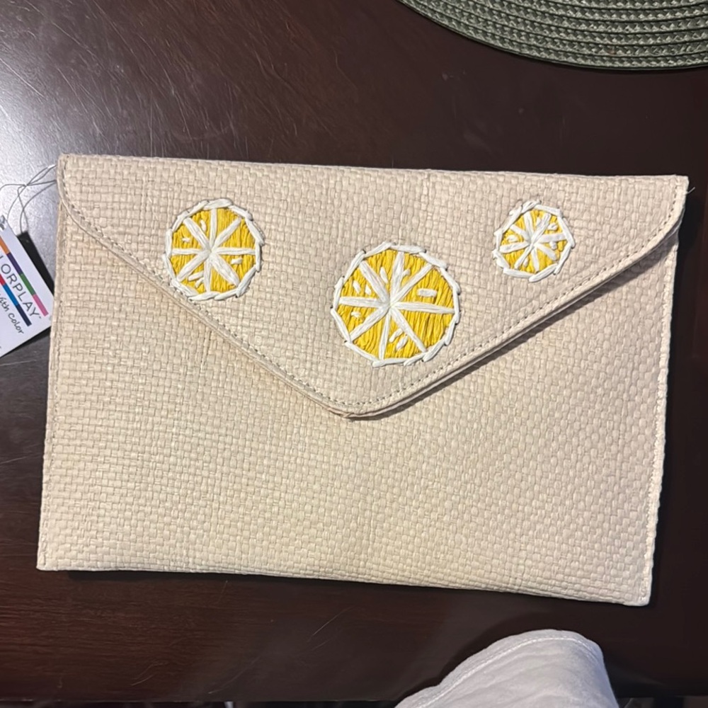 Elegant Cream and Yellow Clutch